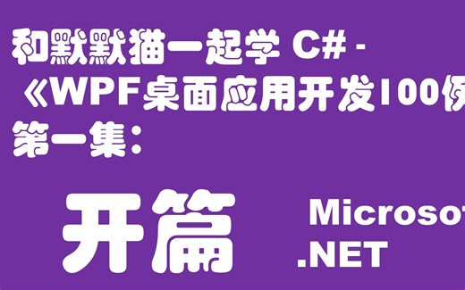 【和默默猫一起学】C# WPF 桌面应用开发100例 第一集