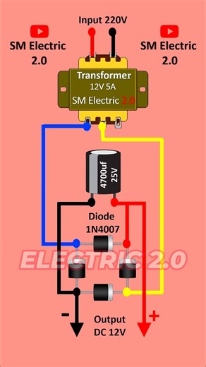 3K views · 15 reactions | AC to DC Converter circuit __ 220V to 12v converter circuit | Electric 2.0 | Facebook