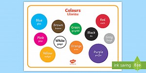 Colours in English and Welsh Word Mat