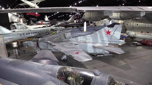 The US Air Force’s 4477th Test Squadron, the “Red Eagles,” flew this aircraft during Project Constant Peg. This highly classified program provided USAF, Navy, and Marine Corps fighter pilots with realistic combat training against then state-of-the-art Soviet technology. The MiG-23MS “Flogger-E” on display was declassified and transferred to the Museum in February 2017. Fact sheet in comments. | National Museum of the U.S. Air Force