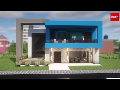 How to build a modern blue house in minecraft