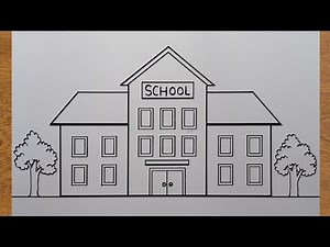 How to draw an easy school for beginners || Drawing School