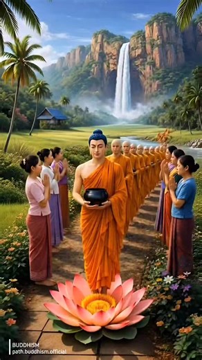 Witness the sacred tradition of Alms-giving, a path of merit and spiritual connection. Follow us for more divine stories. #Buddha #Devotion #Spirituality #Peace #Dhamma #Peace #Religion #Blessings | Buddhism
