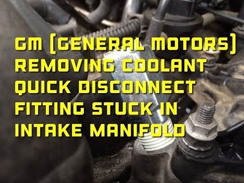 GM Removing Coolant Quick Disconnect Fitting Stuck In Intake Manifold - Bundys Garage