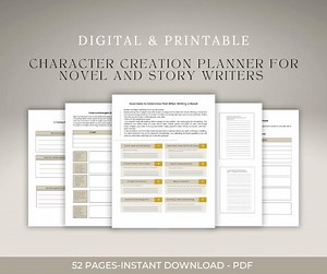 Novel Character Sheet, Novel Writing, Author Journal, Character Chart, Character Template, Character Portrait, Character Development - Etsy