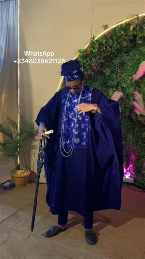 Stunning Blue Suede Agbada for Traditional Weddings