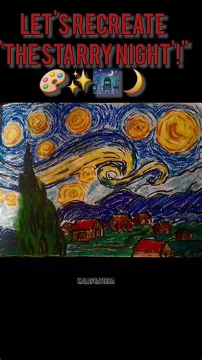 Recreating Van Gogh's "Starry Night" with Oil Pastels! 🎨✨ #kalapratibha #art