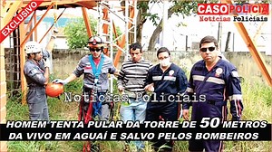NOTICIAS POLICIAIS >>> HOMEM TENTA PULAR DA TORRE DE 50 METROS DA VIVO EM AGUAÍ E SALVO PELOS BOMBEIROS ________________________________________ #IMAGENS EXCLUSIVA NOTICIAS POLICIAIS NÃO SENDO AUTORIZADO A REPRODUÇÃO DA MESMA SEM A MATÉRIA COMPLETA E é protegida pela lei. Está escrito no art. 7., inc. VII, da Lei 9610/98: . 08/10 12:30hs Tarde de Domingo. . Nesta Manhã de Domingo os Bombeiros de São João foram acionados por Populares da Cidade de AGUAÍ, motivo tentativa de Suicídio, um home quer