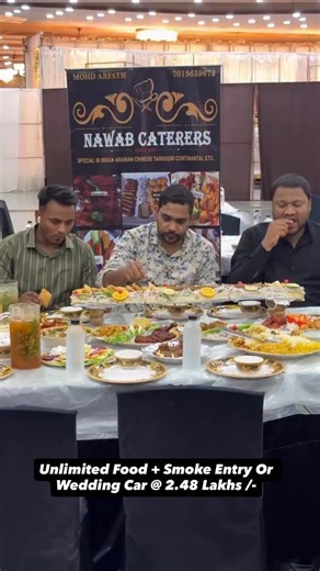 Aamir Ahmed on Instagram: "Unlimited Food + Smoke Entry + Wedding Car @ 2.48 Lakhs /- Green salad Apple corn salad *Starters* Finger fry fish Pepper chicken Chicken tandoori Chicken rashmi kabab *Main course* Shadi ke lal Chicken Rumali roti Mutton biryani Mirchi salan Dahi salan *Desserts* Badami kheer Cream fruits salad Gujar ke halwa Water bottles *Main table spl* Fish Chicken Mutton mix mandi Chicken full gril Badam khond *Extra* Main table setup free Or welcome entry free #cateringservice #