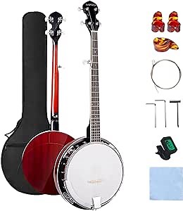 MIRIO Banjo 5 String, 41Inch Full Size Banjos Beginner Kit, Remo Head Resonator Banjoe Closed Back with 24 Bracket Starter Accessories for Adults Teens Starters