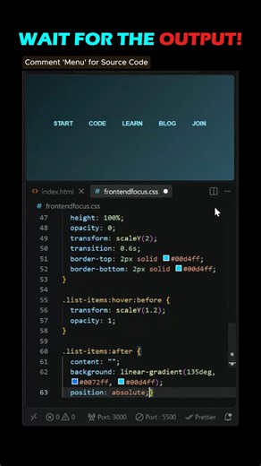 CSS Menu Hover Effect ✨ | Navigation Bar Animation