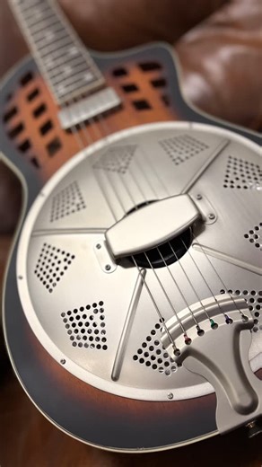 Big Sound, Small Package! Royall Parlor Solid Wood Special. Smoke Burst Finish. #resonatorguitar #resonator #mahoganyresonator #americana #giftideas #love #fyp | Royall Guitar