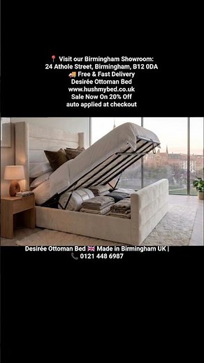 Upgrade your sleep with the handcrafted Desirée Ottoman Bed! 20% OFF applied at checkout. 🇬🇧✨