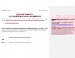 Statement of Acceptance of ISMS Documents [ISO 27001 templates]