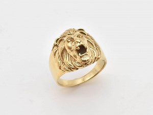 Gold Lion Ring, Lion Head Ring, Lion King Band, 3D Lion Ring, Gothic Men's Ring, Animal Ring, Leo Zodiac Ring, 18k Gold Vermeil - Etsy