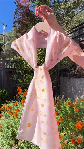 Eco Printed Silk Scarf: Naturally Dyed Habotai, Pale Pink and Gold Floral - Etsy