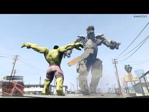 GTA 5 - Hulk vs Mechagodzilla Epic Battle | Hulk vs Mechagodzilla