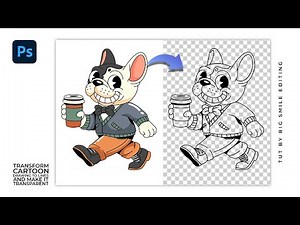 Fastest Way to Transform a Cartoon Drawing to Lines and Make It Transparent in Photoshop!