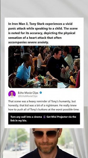 In Iron Man 3 Tony Stark experiences a vivid panic attack while speaking to a child The scene is not