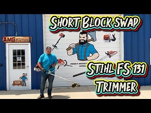 Stihl FS 131 trimmer brush cutter short block engine replacement. How to replace a piston & cylinder