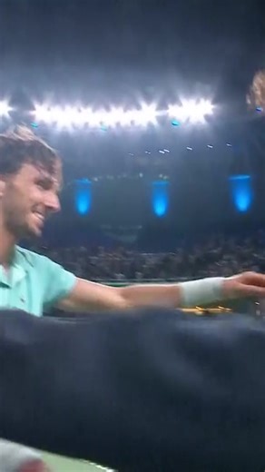 Arthur Rinderknech embraced his cousin and fellow finalist Valentin Vacherot in Shanghai after his semi-final victory 🤗 The pair will play each other for the title 🏆 | TNT Sports