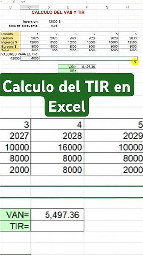 Calculo del TIR en Excel