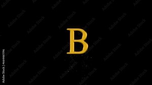 Golden letter B with gold particles and alpha channel, golden alphabet