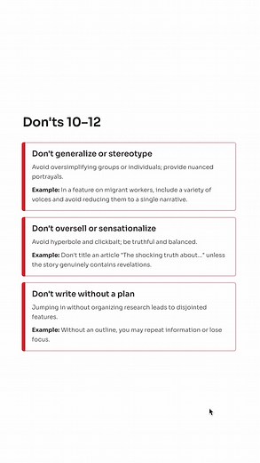 3.1K views · 27 reactions | FEATURE WRITING: Dos and Don'ts Part 2: ⚠️TO WATCH THE WHOLE LECTURE, SUBSCRIBE HERE: https://www.facebook.com/share/p/1EqVDuriLs/ | Joemar Lazaro Furigay | Facebook