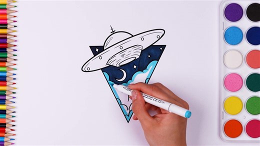 Spaceship coloring in Idea for Kids