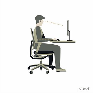 Ergonomics Tip: make sure your computer screen is at eye level and your elbows and hands are on an even plane. | Allsteel