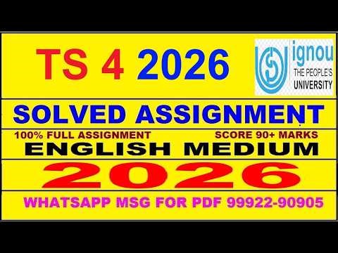 TS 4 solved assignment 2026 in English || ts 4 solved assignment 2026 || ignou ts4 2026