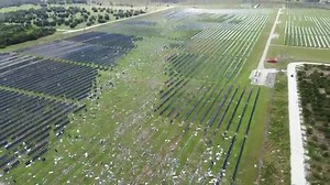 This is a solar farm in Florida destroyed by Hurricane Milton last week. The homes or industry that once relied on these solar panels are now powerless. Not to mention the massive amount of toxic, non-recyclable debris that is going to end up in a landfill. Does this look like "green" energy to you? (video from @ryangerritson on "X") | Proud To Be Canadian