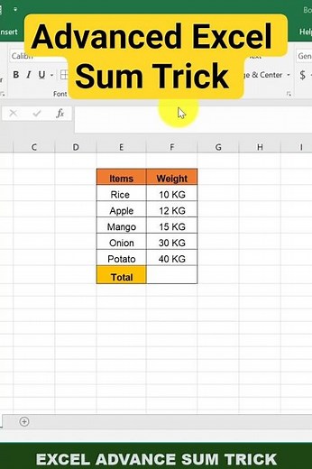 sum in excel | excel tips and tricks