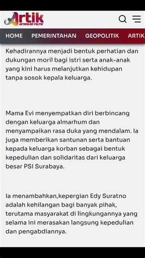 SURABAYA – Duka mendalam masih menyelimuti keluarga almarhum Edy Suratno, korban kecelakaan gondola yang terjadi saat hujan badai melanda Kota Surabaya, Senin (02/03/26). Kepergian almarhum tidak hanya meninggalkan kesedihan bagi keluarga, tetapi juga bagi warga yang mengenalnya sebagai sosok RT yang sederhana, dekat dengan masyarakat, dan selalu peduli terhadap persoalan warganya. Sebagai bentuk empati dan solidaritas, jajaran pengurus DPD Partai Solidaritas Indonesia (PSI) Surabaya mendatangi 