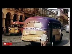 1950 La Havane, Cuba Scènes de rue et bâtiments en 4K [60fps] et remasterisé .