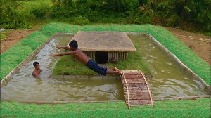 Building a Primitive Swimming Pool with a Secret Underground Lair