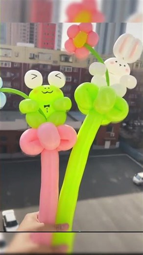 Cute Balloon Art: Rabbit Holding Flowers🌸🐰