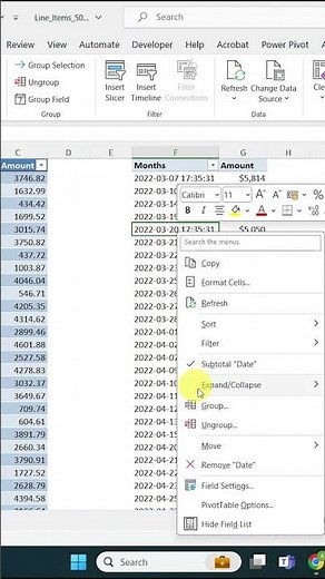 How to group the dates in excel pivot table