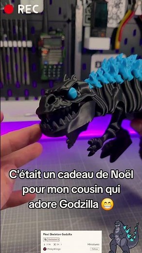 Impression 3D d'un Flexi Skeleton Godzilla sur la Bambulab H2S