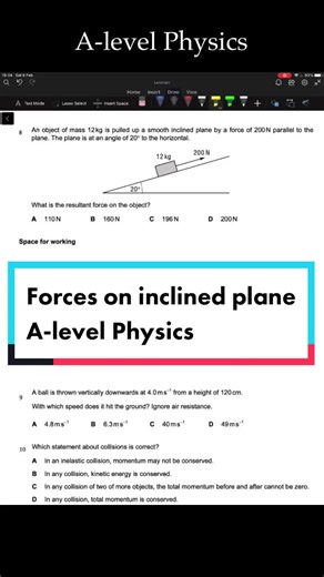 Resolving forces on an inclined plane #alevel #physics #learnontiktok #learn #exam #fyp #leornian #leorniantiktok