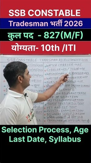 SSB constable tradesman recruitment 2026 ! SSB constable tradesman vacancy 2026 ! SSB constable 2026