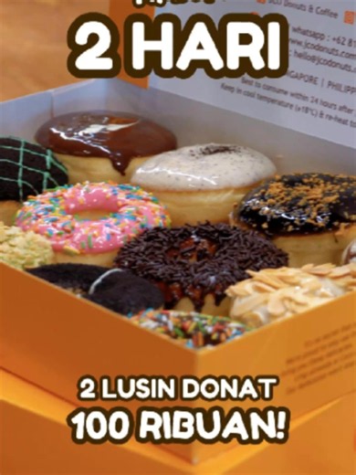 Hari ini harinya! I LOVE JCO Special Delivery resmi dimulai! 🍩 Nikmati 2 Lusin Donuts HANYA Rp118.000! Cuma berlaku selama 2 hariI: 25 & 26 Mei 2026. Order sekarang eksklusif hanya di JCO App & Website Delivery: www.jcodelivery.com Tag bestie pecinta donuts kamu dan langsung masukin favoritmu ke cart sebelum semuanya habis lagi 👀✨ T&C: •⁠ ⁠Promo berlaku di JCO App & Website Delivery •⁠ ⁠Promo berlaku pada 25 & 26 Mei 2026 •⁠ ⁠Harga dapat berbeda untuk area Aceh, Batam & Papua •⁠ ⁠Varian donut 