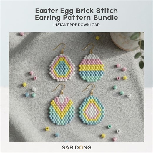 Easter Egg Brick Stitch Earring Pattern Bundle, Pastel Seed Bead Earrings PDF, Spring Beading Pattern Digital Download - Etsy