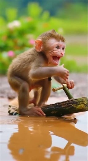 Splish Splash Mud Fun! Baby Monkey Rides Bike & Plays in Mud | PlayBox Kids