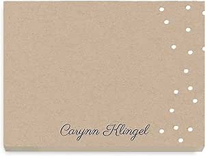 Custom Handwritten Words Post It® Notes with dot Design, Personalized Stationery - Set of 6-50 Sheets per Post It® Note. Size: 3in x 4in. Made in The USA.