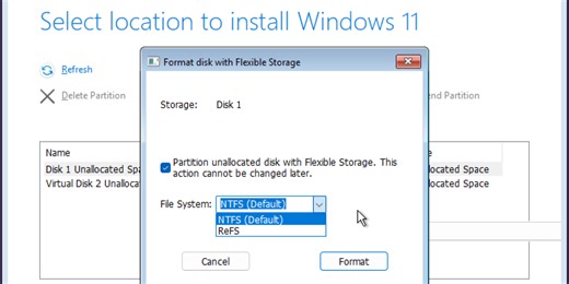 微軟在Insider版本的Windows 11安裝媒體中加入了對ReFS檔案系統的支援
