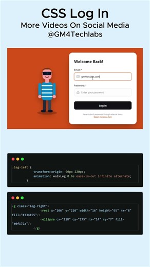 Interactive 3D Animated Login Form UI with Walking SVG Character | HTML CSS & JS Tutorial