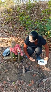 30K views · 380 reactions | Mother And Monkey Make Easy Snack At Field, Simple Recipes | Sokya Video | Facebook