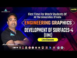 #66 ENGINEERING GRAPHICS ( Development of Surfaces - 4 )(CONE) BY ALOK SIR