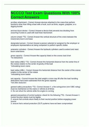 NCCCO Test Exam Questions With 100 Correct Answers 1790 new video